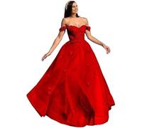 Tulle Robes de bal 3D Papillon Lacets Appliques Robe de bal Sparkly Sweet A Line Princess Robes de soirée formelles, Rouge, 3XL