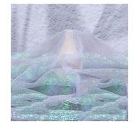 Tulle souple, Pleated Textured Fabric Multicolor 140cm x 100cm Sold By The Meter(White)