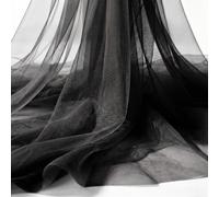 Tulle tissus au metre Noir, 3 m x 160 cm Tissu en tulle doux coudre chemin de table pour décoration d'arche de mariage, cérémonie, fête, décoration, drapé pour tonnelle