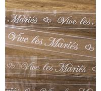 Tulle “Vive les Mariés” 8cmx10m Rouleau Ruban Blanc Paillette Décoration Mariage pour Nœud Voiture Chaise Table Bouquet Emballage Cadeau