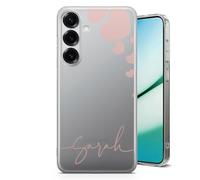 TULLUN Coque Personnalisée pour Samsung Galaxy A56 - Étui Gel Souple Transparent Motif Cœur, Initiales Et Prénom AU Choix - Prénom en Bas Rose Gold Design Élégant Cadeau Original