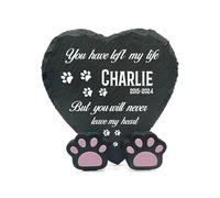 TULLUN Plaque Commémorative Personnalisée en Forme de Coeur 4" x 4" ou 10 x 10 cm + Support de Patte pour Chat Chien Ardoise Pierre Cadre Pierre tombale - Tu as quitté ma Vie