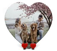 TULLUN Plaque Personnalisée en Ardoise Naturelle Avec Impression sur Tout le Pourtour de Votre Photo et Texte Avec Support en Forme de Coeur - Grand cœur | 25 x 25 cm |