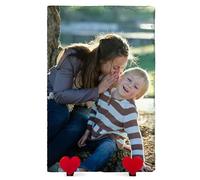 TULLUN Plaque Personnalisée en Ardoise Rocheuse Naturelle Avec Support en Forme de Coeur et Impression de Votre Propre Photo ou Texte - Rectangle Verticale | 20 x 30 cm |