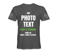 TULLUN T-Shirt Unisexe Personnalisé à Manches Courtes - Fusain - 2XL - Votre Propre Design et Texte