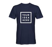 TULLUN T-Shirt Unisexe Personnalisé à Manches Courtes - Marine - L - Ajoutez Votre Idée Photo Texte