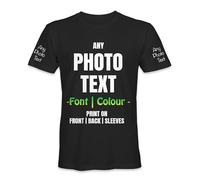 TULLUN T-Shirt Unisexe Personnalisé à Manches Courtes - Noir - L - Votre Propre Design et Texte