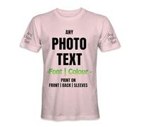 TULLUN T-Shirt Unisexe Personnalisé à Manches Courtes - Ombre Rose Rose - 3XL - Votre Propre Design et Texte