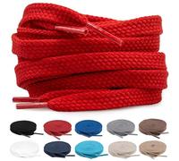 TULMERO 2 paires de lacets 100 % coton - Lacets plats de 8 mm de large pour chaussures de sport, rouge, 150