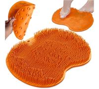 TULMERO Laveur de Pieds Silicone Orange pour Douche, Masseur Pied Antidérapant avec Ventouses, Foot Scrubber, Tapis Lavage, Gommage Talons, Gratte Pied et Dos