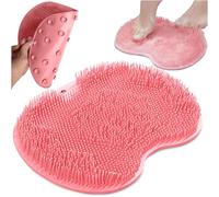 TULMERO Laveur de Pieds Silicone Rose pour Douche, Masseur Pied Antidérapant avec Ventouses, Foot Scrubber, Tapis Lavage, Gommage Talons, Gratte Pied et Dos
