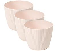 TULMERO Lot de 3 pots de fleurs mats en plastique - Pot décoratif pour grandes plantes - Diamètre : 19 cm - Rose poudré