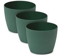 TULMERO Lot de 3 pots de fleurs mats en plastique - Pot décoratif pour grandes plantes - Diamètre : 19 cm