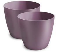 TULMERO Pot de Fleurs Mat en Plastique - Décoratif pour Petites et Grandes Plantes, Herbes Aromatiques - Lot de 2, Violet, ø 9,5 cm