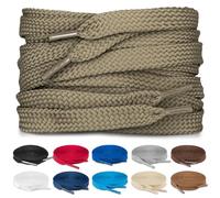 TULMERO SULPO Lot de 2 paires de lacets plats 8 mm pour chaussures, Beige foncé, 180 cm - 2 Paare