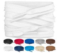 TULMERO SULPO Lot de 2 paires de lacets plats 8 mm pour chaussures, Blanc., 75 cm - 2 Paare