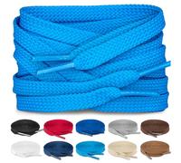 TULMERO SULPO Lot de 2 paires de lacets plats 8 mm pour chaussures, bleu, 150 cm - 2 Paare