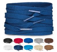 TULMERO SULPO Lot de 2 paires de lacets plats 8 mm pour chaussures, Bleu marine, 90 cm - 2 Paare
