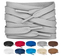 TULMERO SULPO Lot de 2 paires de lacets plats 8 mm pour chaussures, gris, 75 cm - 2 Paare