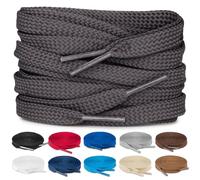 TULMERO SULPO Lot de 2 paires de lacets plats 8 mm pour chaussures, gris foncé, 75 cm - 2 Paare