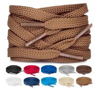 TULMERO SULPO Lot de 2 paires de lacets plats 8 mm pour chaussures, marron, 90 cm - 2 Paare