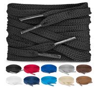 TULMERO SULPO Lot de 2 paires de lacets plats 8 mm pour chaussures, Noir , 180 cm - 2 Paare