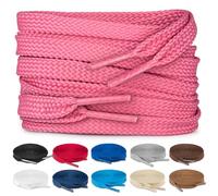 TULMERO SULPO Lot de 2 paires de lacets plats 8 mm pour chaussures, Rose, 150 cm - 2 Paare