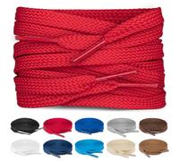 TULMERO SULPO Lot de 2 paires de lacets plats 8 mm pour chaussures, rouge, 200 cm - 2 Paare