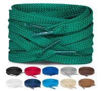 TULMERO SULPO Lot de 2 paires de lacets plats 8 mm pour chaussures, vert foncé, 90 cm - 2 Paare