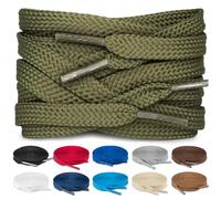 TULMERO SULPO Lot de 2 paires de lacets plats 8 mm pour chaussures, vert olive, 45 cm - 2 Paare