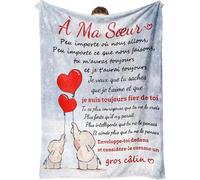 Tulolvae Cadeau Soeur Anniversaire, Plaid Couverture Polaire Idee Cadeaux pour Femme, Noel Saint Valentin Original Utile Cadeau pour Ma Grande Petite Belle Sœurs