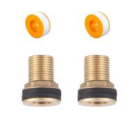 Tulov Lot de 2 raccords de citerne d'eau de pluie multifonction de 3/4" avec joints en caoutchouc - Passe-réservoir en laiton - Pour robinets, tonneaux et réservoirs d'eau