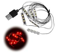 Tulov Lot de 6 lampes LED Downlight - 1 x 4 USB - Rouge - Compatible avec briques - Système d'emboîtement extensible - Éclairage créatif pour les constructions - Accessoires pour les amateurs de blocs