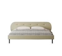 TULSA - Lit capitonné 140x190cm beige avec tête de lit et sommier