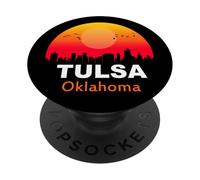 Tulsa Oklahoma Vintage Sunset Retro City State USA PopSockets PopGrip Adhésif
