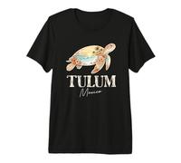 Tulum Mexico Motif Tortue de mer bohème Coucher de Soleil T-Shirt Haut de Gamme