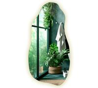 Tulup 50x100cm Mirroir Miroir avec éclairage Grand Moderne Irrégulier Organique Asymétrique Tache pour Salle de Bain Salon Vertical Miroir LED Grand Miroir avec éclairage LED Lumière Neutre