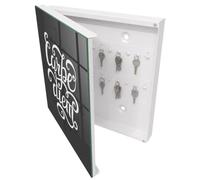 Tulup Armoire à Clés 30x30 cm | Blanc | Porte Gauche | Fixation Murale | Carpe Diem | Panneau Avant en Verre | Decorative | Chevilles Incluses | pour Rangement de Clefs | en Métal