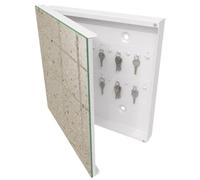Tulup Armoire à Clés 30x30 cm | Blanc | Porte Gauche | Fixation Murale | Texture De Galets | Decorative | pour Rangement de Clefs | Chevilles Incluses | Panneau Avant en Verre | en Métal