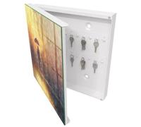 Tulup Boîte à Clés 30x30 cm | Blanc | Porte Gauche | Fixation Murale | Mélancolie Chaleureuse | en Métal | pour Rangement de Clefs | Panneau Avant en Verre | Decorative | Chevilles Incluses