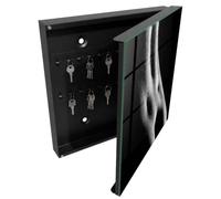 Tulup Boîte à Clés 30x30 cm | Noir | Porte Droite | Fixation Murale