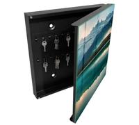 Tulup Boîte à Clés 30x30 cm | Noir | Porte Droite | Fixation Murale