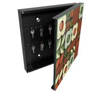 Tulup Boîte à Clés 30x30 cm | Noir | Porte Droite | Fixation Murale | Fleurs Joyeuses | Panneau Avant en Verre | Chevilles Incluses | pour Rangement de Clefs | en Métal | Decorative