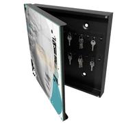Tulup Boîte à Clés 30x30 cm | Noir | Porte Gauche | Fixation Murale | Modernité Classique | Decorative | pour Rangement de Clefs | Chevilles Incluses | en Métal | Panneau Avant en Verre