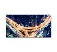 Tulup Crédence de cuisine 100x50cm Dosseret en verre Fond de hotte Verre de sécurité trempé Splashback Guard - Spectacles et architecture - Orange - Autoroute À Tokyo