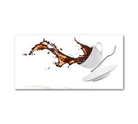 Tulup Crédence de cuisine 100x50cm Dosseret en verre Fond de hotte Verre de sécurité trempé Splashback Guard - Nourriture et boissons - Brun - Café Renversé