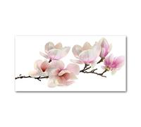 Tulup Crédence de Cuisine 100x50cm Dosseret en Verre Fond de hotte Verre de sécurité trempé Splashback Guard - Fleurs et Plantes - Rose - Magnolia