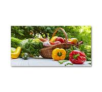 Tulup Crédence de Cuisine 100x50cm Dosseret en Verre Fond de hotte Verre de sécurité trempé Splashback Guard - Nourriture et Boissons - Multicolore - Panier De Légumes