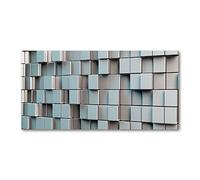 Tulup Crédence de cuisine 100x50cm Dosseret en verre Fond de hotte Verre de sécurité trempé Splashback Guard - Art: moderne et classique - Gris - Mur De Cubes