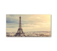 Tulup Crédence de cuisine 100x50cm Dosseret en verre Fond de hotte Verre de sécurité trempé Splashback Guard - Spectacles et architecture - Beige - Tour Eiffel Paris